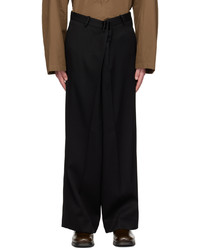 Hed Mayner Black Front Pleat Trousers