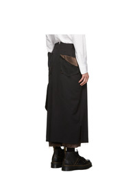 Sulvam Black Layered Skirt Trousers