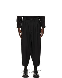 Yohji Yamamoto Black Wool 12 Tack Trousers