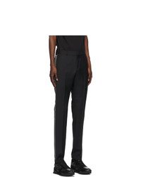 Valentino Black Wool And Mohair Stripe Trousers