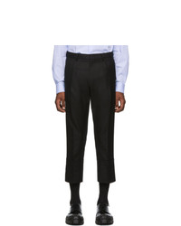 Wooyoungmi Black Wool Cropped Pleated Trousers