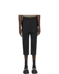 Rick Owens Black Wool Cropped Tux Astaires Trousers