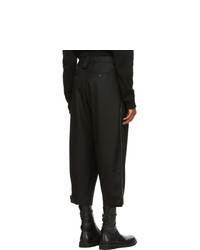 Isabel Benenato Black Wool Diagonal Oversized Trousers