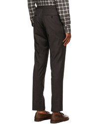 Isaia Black Wool Flannel Trousers