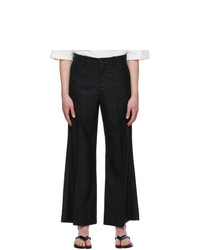 SASQUATCHfabrix. Black Wool Flare Silhouette Trousers