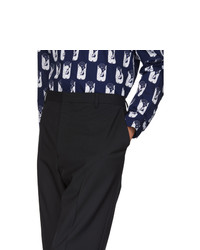 Kenzo Black Wool Formal Slim Trousers