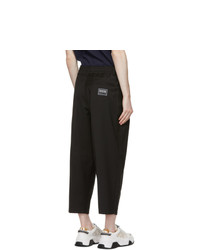 VERSACE JEANS COUTURE Black Wool Logo Ribbon Wide Trousers