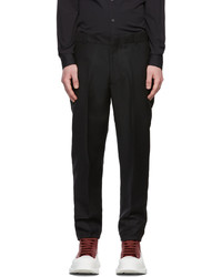 Alexander McQueen Black Wool Mohair Double Trousers
