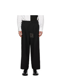 Yohji Yamamoto Black Wool Patch Trousers