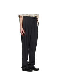 Lemaire Black Wool Pleat Trousers