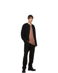 Tanaka Black Wool Unfinished Dad Trousers
