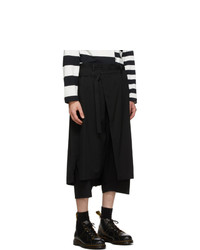 Yohji Yamamoto Black Wool Wrap Trousers
