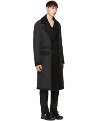 Versace Black Nylon Wool Combo Coat