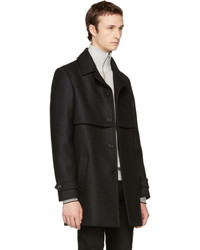 Saint Laurent Black Wool Gun Flap Coat