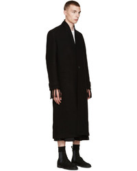 Isabel Benenato Black Wool Long Coat