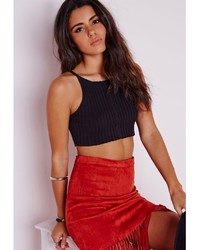 Missguided Rib Knitted Crop Top Black