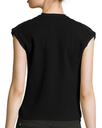 Helmut Lang Waffle Knit Cropped Top Black
