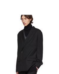 Lemaire Black Wool Double Breasted Blazer