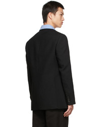 Recto Black Wool Double Breasted Blazer