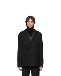 Lemaire Black Wool Double Breasted Blazer