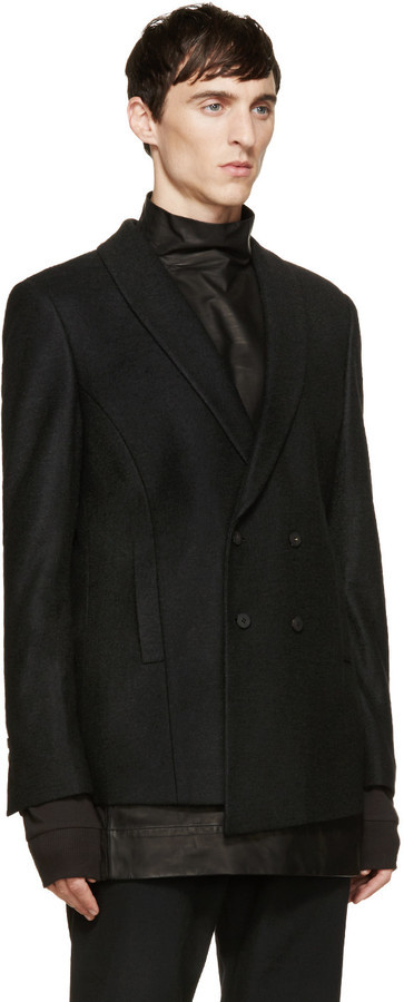 Dgnak By Kangd Black Double Breasted Wool Blazer, $645 | SSENSE | Lookastic