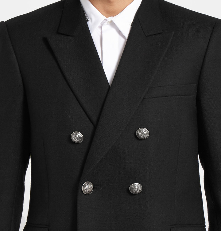 Balmain Double Breasted Wool Twill Blazer, $3,855 | MR PORTER | Lookastic