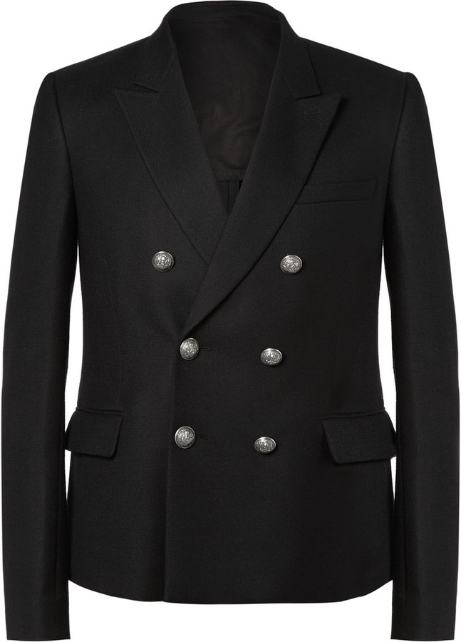 Balmain Double Breasted Wool Twill Blazer, $3,855 | MR PORTER | Lookastic