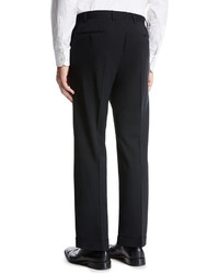 Giorgio Armani Basic Wool Flat Front Trousers Black
