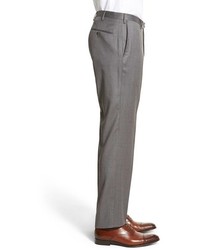 Incotex Benson Regular Fit Flat Front Solid Wool Trousers