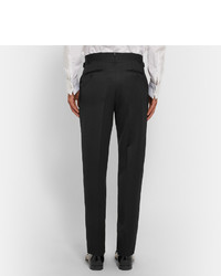 Tom Ford Black Oconnor Slim Fit Wool And Mohair Blend Tuxedo Trousers