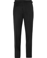 Tom Ford Black Oconnor Slim Fit Wool And Mohair Blend Tuxedo Trousers