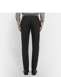 Alexander McQueen Black Slim Fit Wool And Mohair Blend Tuxedo Trousers