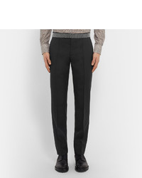 Alexander McQueen Black Slim Fit Wool And Mohair Blend Tuxedo Trousers