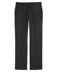 Hickey Freeman Classic B Fit Flat Front Solid Wool Trousers