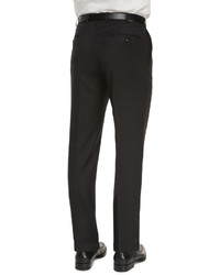 Ermenegildo Zegna Flat Front Wool Trousers Black