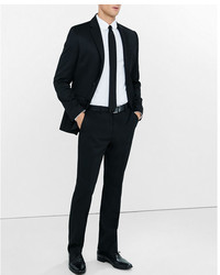 Express Modern Producer Black Wool Blend Twill Suit Pant