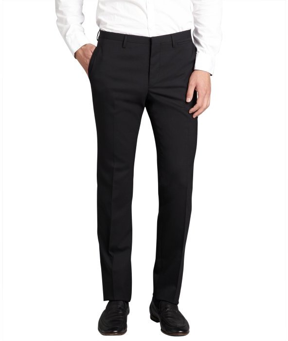 Prada Black Wool Blended Flat Front Straight Leg Dress Pants | Where to ...