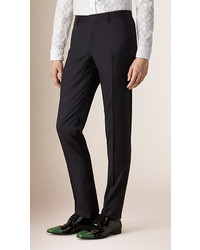 Burberry Slim Fit Wool Silk Tailored Trousers