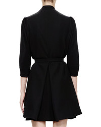 Alexander McQueen 34 Sleeve Belted Coat Dress Black