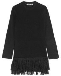 MCQ Alexander Ueen Fringed Wool Mini Dress Black