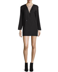 IRO Anice Lace Front Wool Blend Mini Dress Black