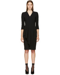Alexander McQueen Black Wool Asymmetric Skirt Dress