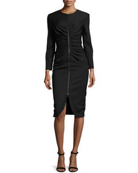 Oscar de la Renta Long Sleeve Zip Front Dress Black