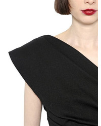 Saint Laurent Draped One Shoulder Wool Crepe Dress