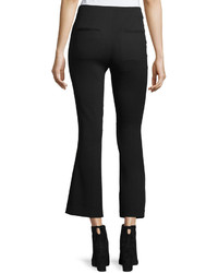 Helmut Lang Cropped Mid Rise Flared Wool Pants