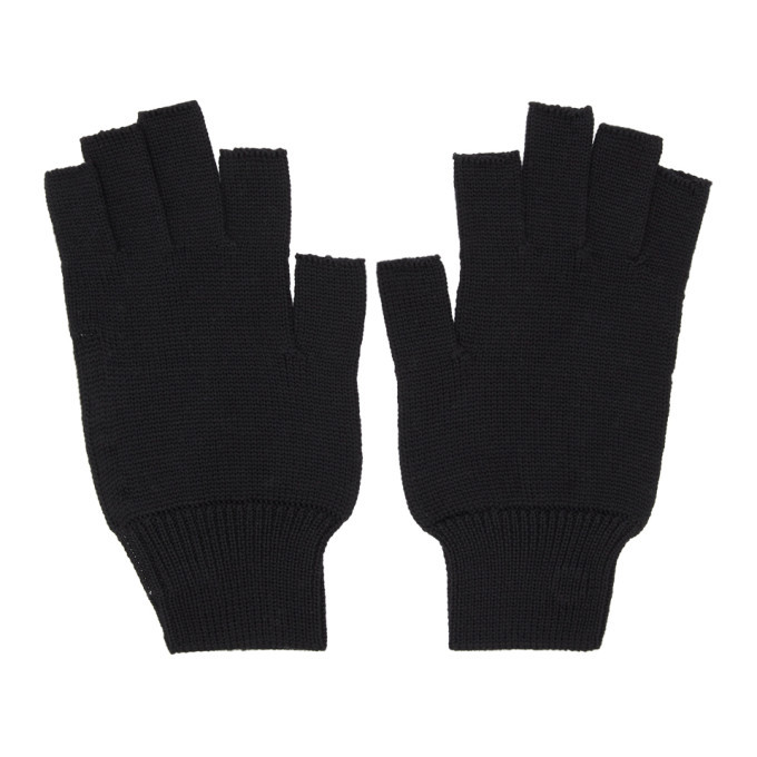Black Merino Wool Fingerless Gloves Ssense Uomo Accessori Guanti 