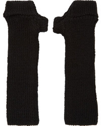 Julius Black Wool Knit Cut Off Gloves