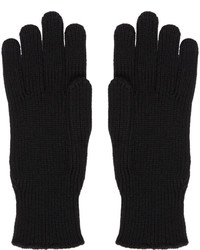 Moncler Black Wool Logo Gloves
