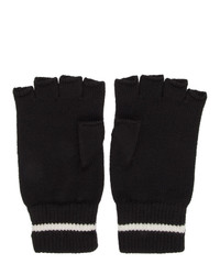 Saint Laurent Black Wool Stripe Fingerless Gloves