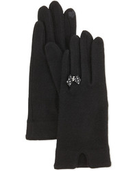 Portolano Cashmere Blend Bow Finger Tech Knit Glove Black